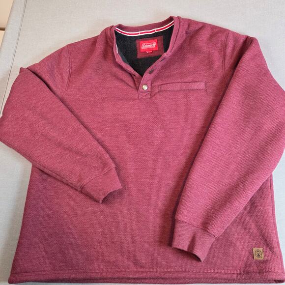 Coleman Sherpa Lined Snap Pullover Sweatshirt Men’s XL Maroon Fleece - Picture 5 of 12